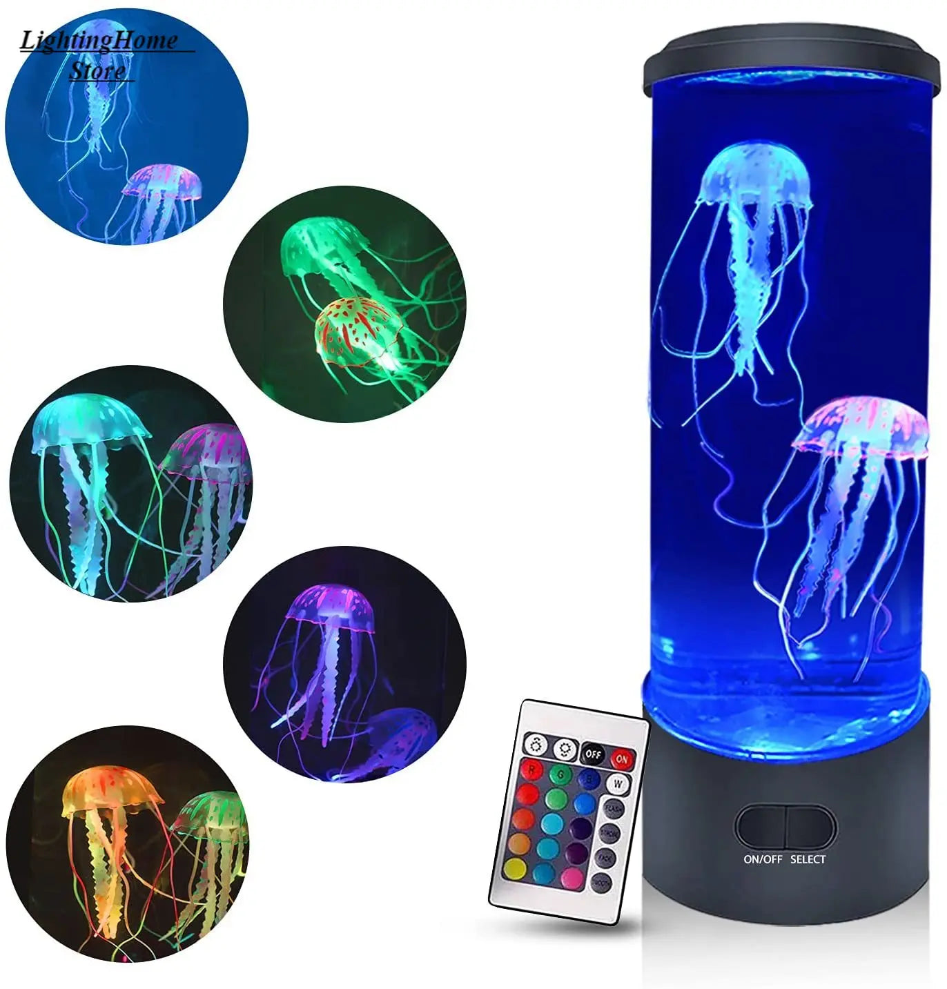 Color-changing LED jellyfish lamp with remote control