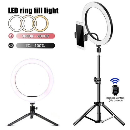 LED selfie lamp, remote control, phone tripod