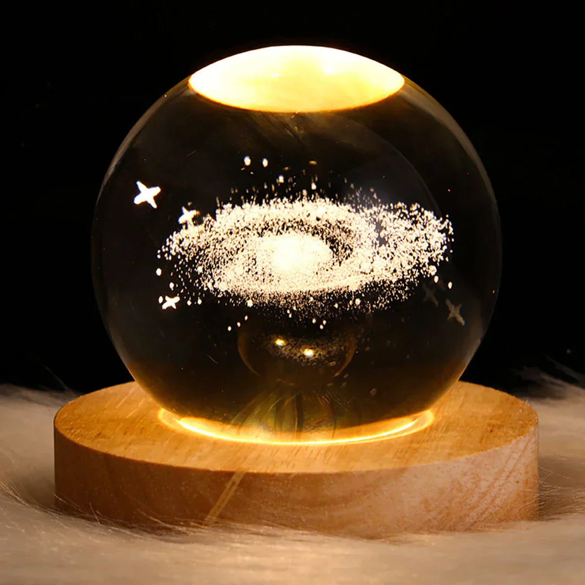 Crystal galaxy lamp with an astronaut