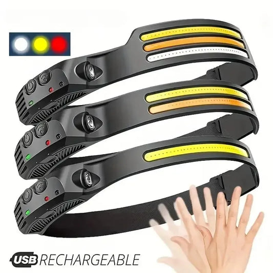 LED headlamp, rechargeable, 5 modes, motion sensor