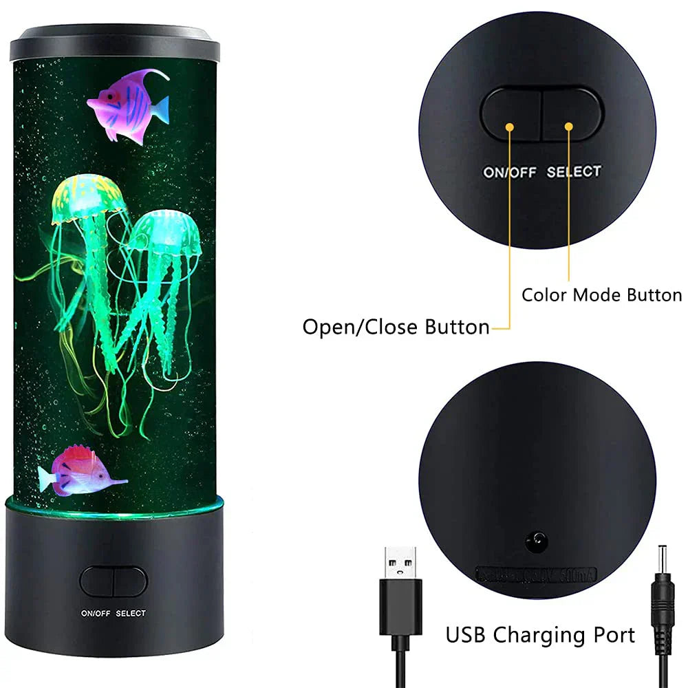 Color-changing LED jellyfish lamp with remote control