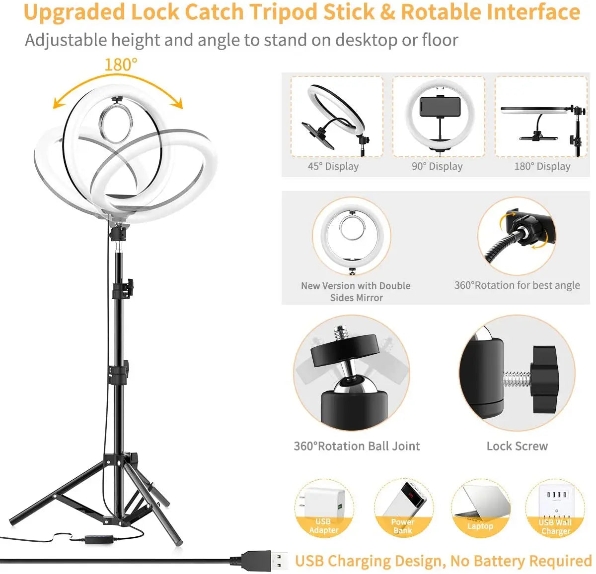 LED selfie lamp, remote control, phone tripod