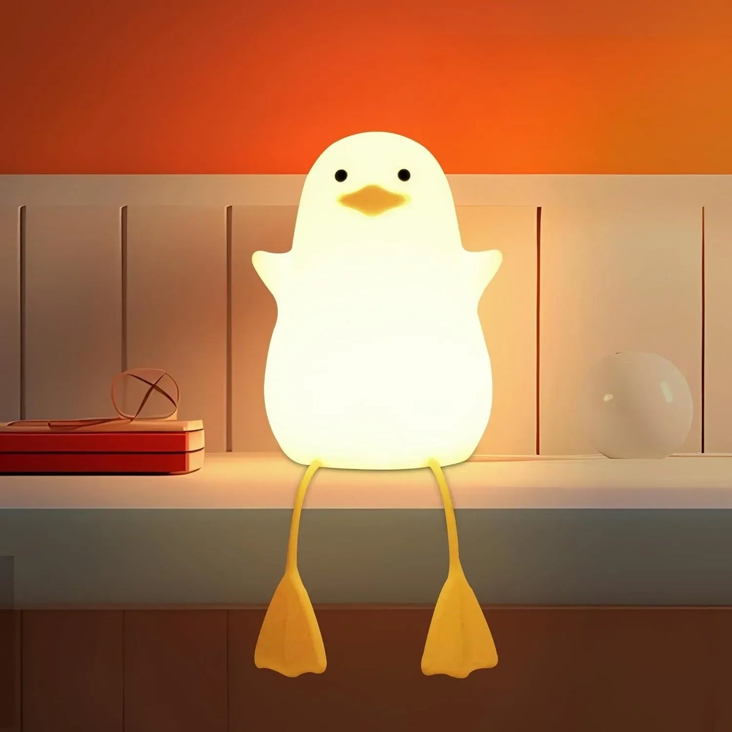 Creative duck-shaped LED lamp, USB, for a children's room