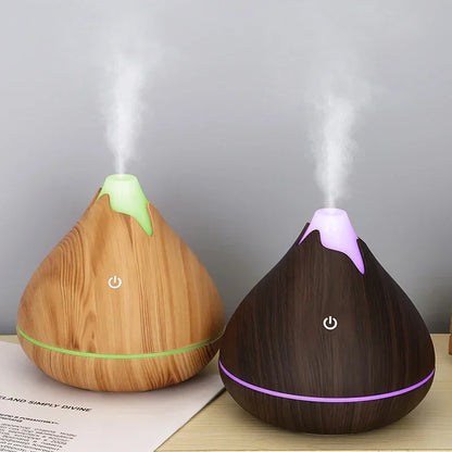 350ML Wood-Imitation Oil Diffuser with 7-Color LED