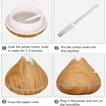 350ML Wood-Imitation Oil Diffuser with 7-Color LED