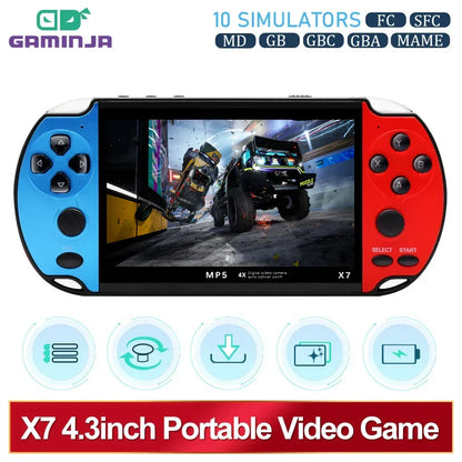 GAMINJA X7 Game Console, 4.3 Inch, 10,000 Built-in Games